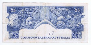 An Australian Five Pound Note (Reverse)