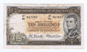 An Australian Ten Shilling Note (Obverse)