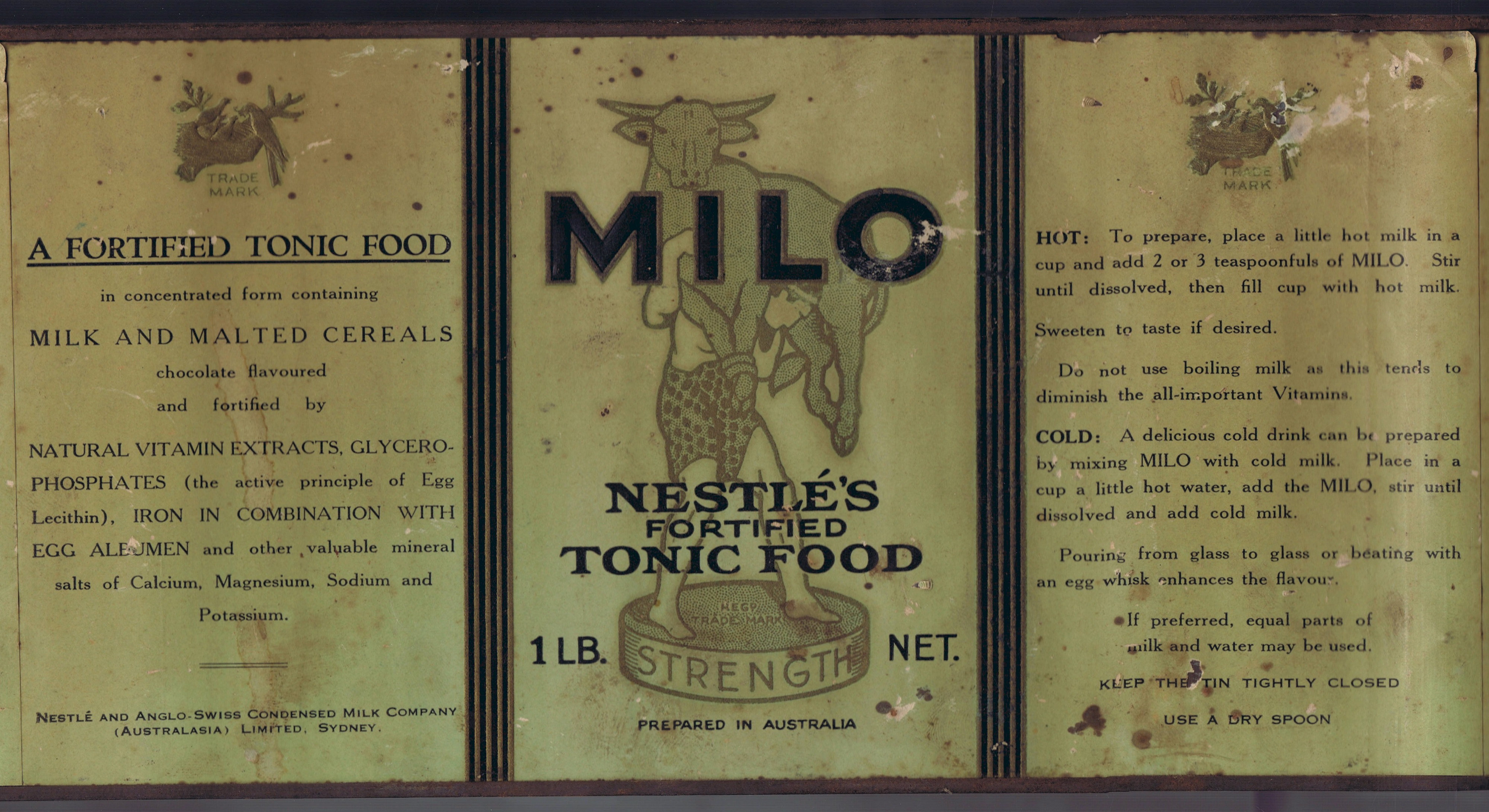 A Scan of an 'Original' Milo Tin Showing Milo of Croton Carrying a Bull