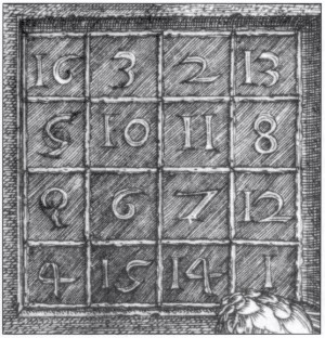 A closeup of the magic square from Albrecht Durer's famous engraving, Melancholia