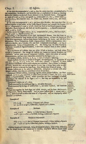 Thumbnail of Page showing the first use of the word polynomial in English in Samuel Jeake's Book.